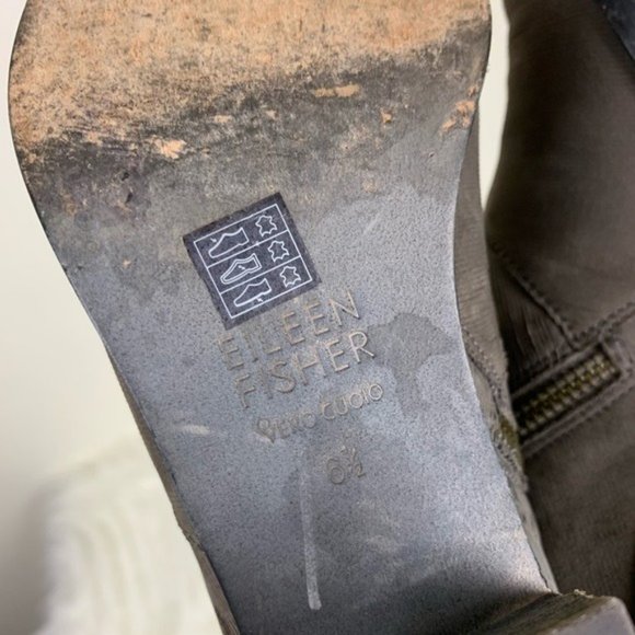 Eileen Fisher Murphy Grey Stacked Heel Ankle Boot - Picture 5 of 7